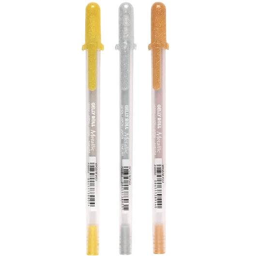 Gelly Roll Metallic Medium Point Pens 3/Pkg - Gold, Silver, Copper - Honey Bee Stamps
