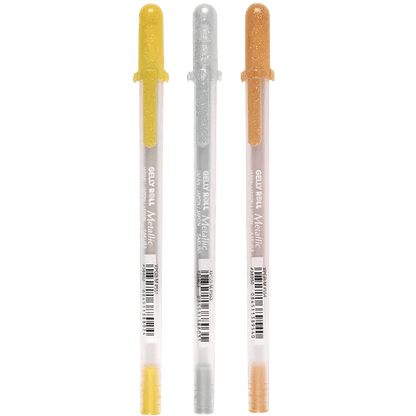 Gelly Roll Metallic Medium Point Pens 3/Pkg - Gold, Silver, Copper - Honey Bee Stamps