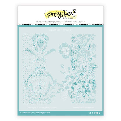 Ginger Jar Details - Set of 2 - 6"x6" Coordinating Stencils - Honey Bee Stamps