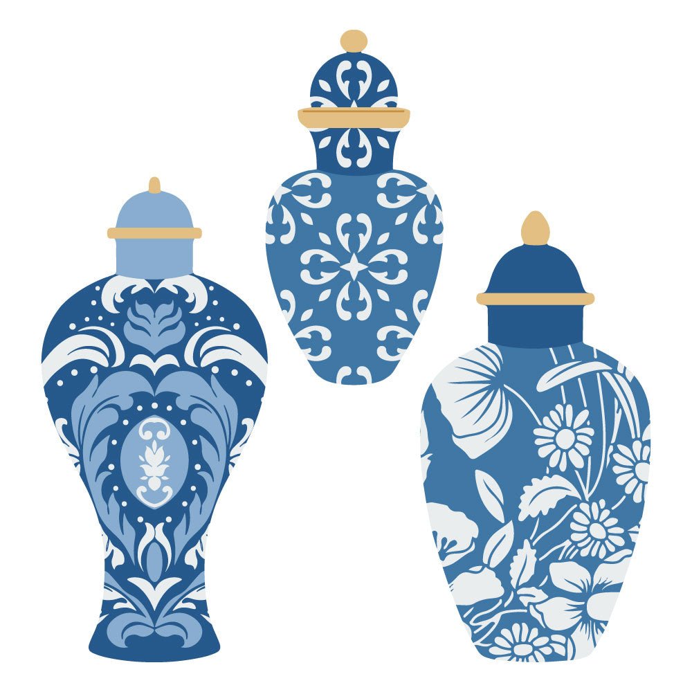 Ginger Jar Details - Set of 2 - 6"x6" Coordinating Stencils - Honey Bee Stamps