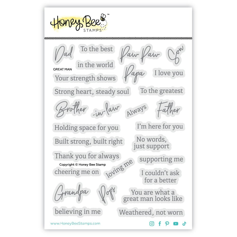 Great Man - 5x6.5 Photopolymer Clear Stamp Set - Honey Bee Stamps