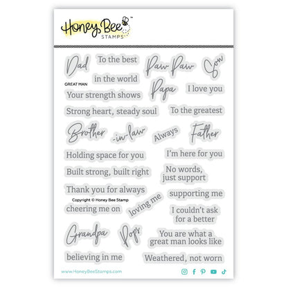 Great Man - 5x6.5 Photopolymer Clear Stamp Set - Honey Bee Stamps
