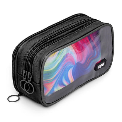 Half & Half Pencil Case - Black and Rainbow - Honey Bee Stamps