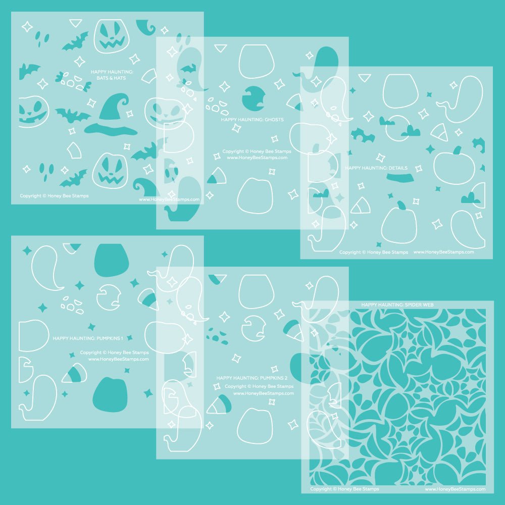 Happy Haunting - Set of 6 - 6"x6" Background Stencils - Honey Bee Stamps
