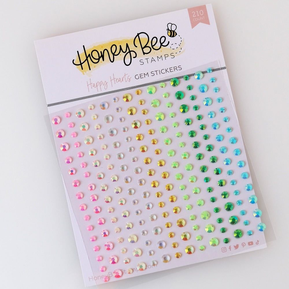 Happy Hearts Gem Stickers - 210 Count - Honey Bee Stamps