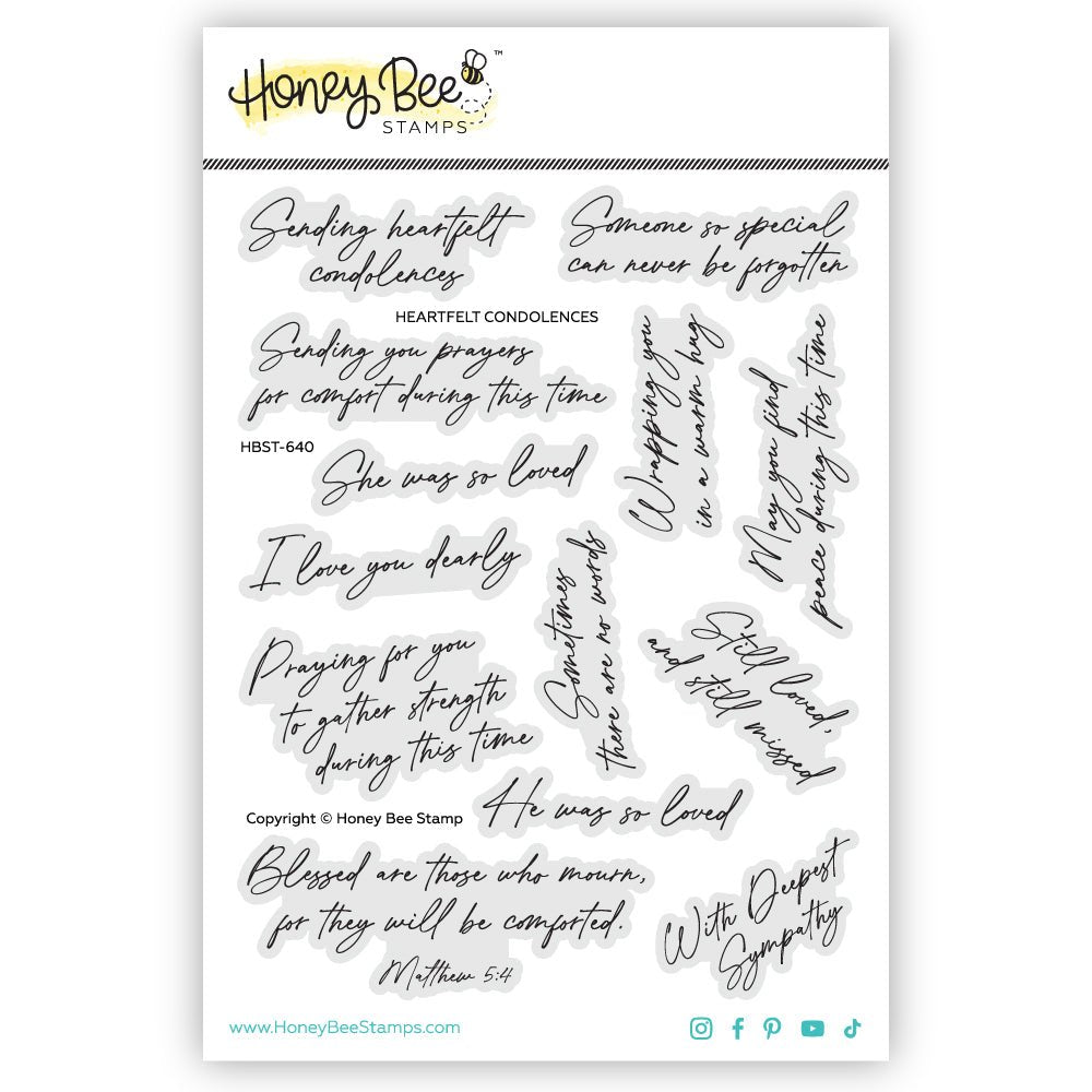 Heartfelt Condolences - 5x6.5 Photopolymer Stamp Set - Honey Bee Stamps