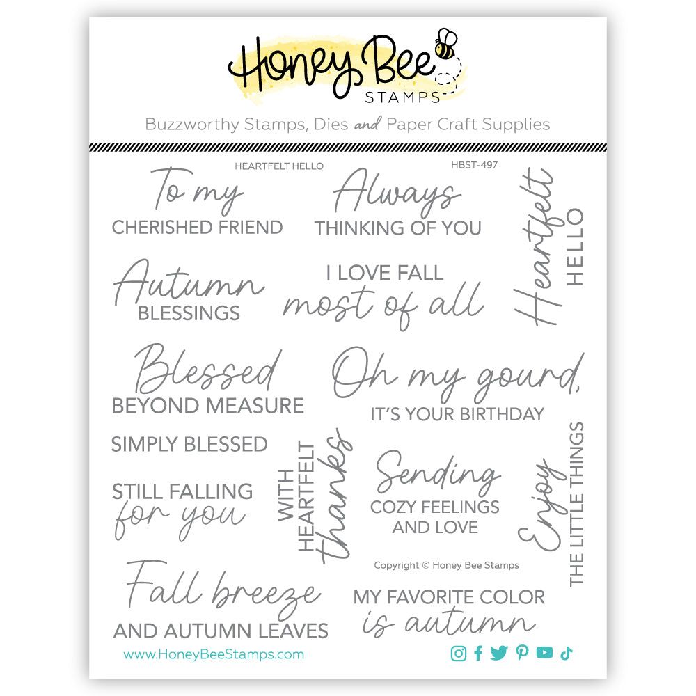 Heartfelt Hello - 6x6 Photopolymer Stamp Set - Honey Bee Stamps