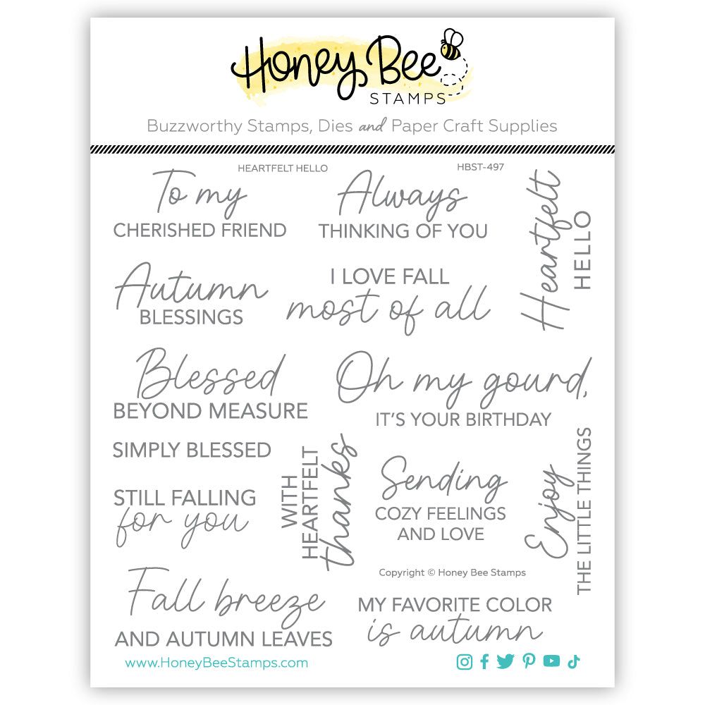 Heartfelt Hello - 6x6 Stamp Set - Honey Bee Stamps