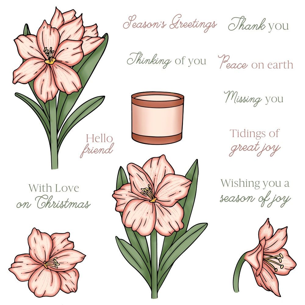 Holiday Blooms - 6x8 Photopolymer Stamp Set - Retiring - Honey Bee Stamps