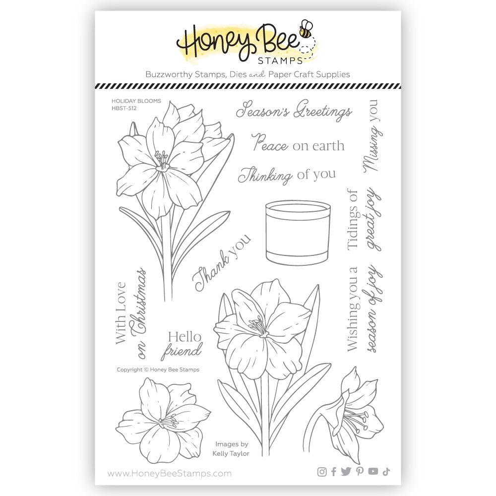 Holiday Blooms - 6x8 Photopolymer Stamp Set - Retiring - Honey Bee Stamps