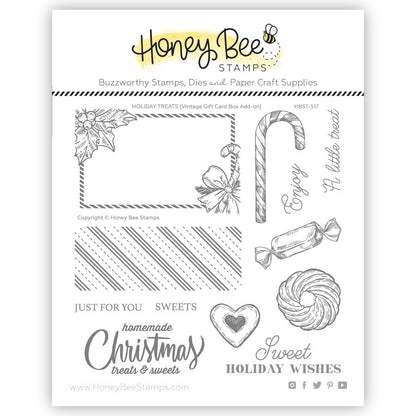 Holiday Treats Vintage Gift Card Box Add - On - 6x6 Photopolymer Stamp Set - Retiring - Honey Bee Stamps