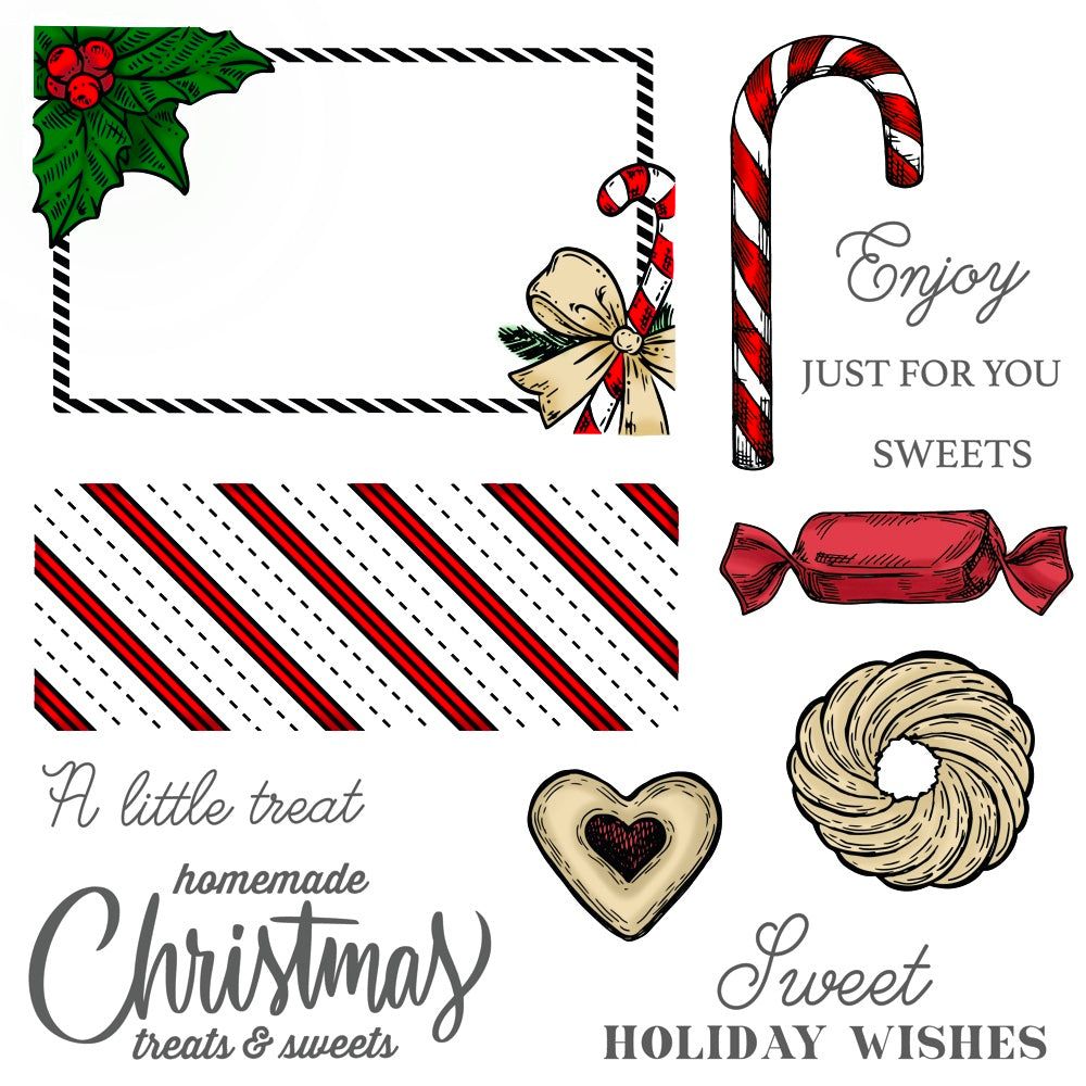 Holiday Treats Vintage Gift Card Box Add - On - 6x6 Photopolymer Stamp Set - Retiring - Honey Bee Stamps