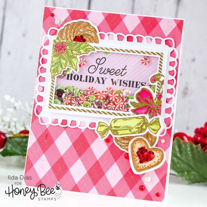 Holiday Treats Vintage Gift Card Box Add - On - 6x6 Photopolymer Stamp Set - Retiring - Honey Bee Stamps