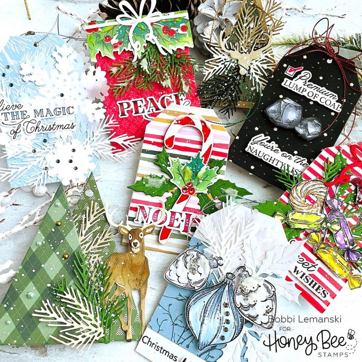 Holiday Treats Vintage Gift Card Box Add - On - 6x6 Photopolymer Stamp Set - Retiring - Honey Bee Stamps