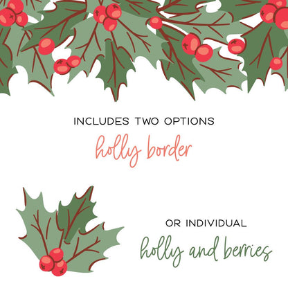 Holly Border - Set of 2 - Coordinating 6x6" Stencils - Retiring - Honey Bee Stamps