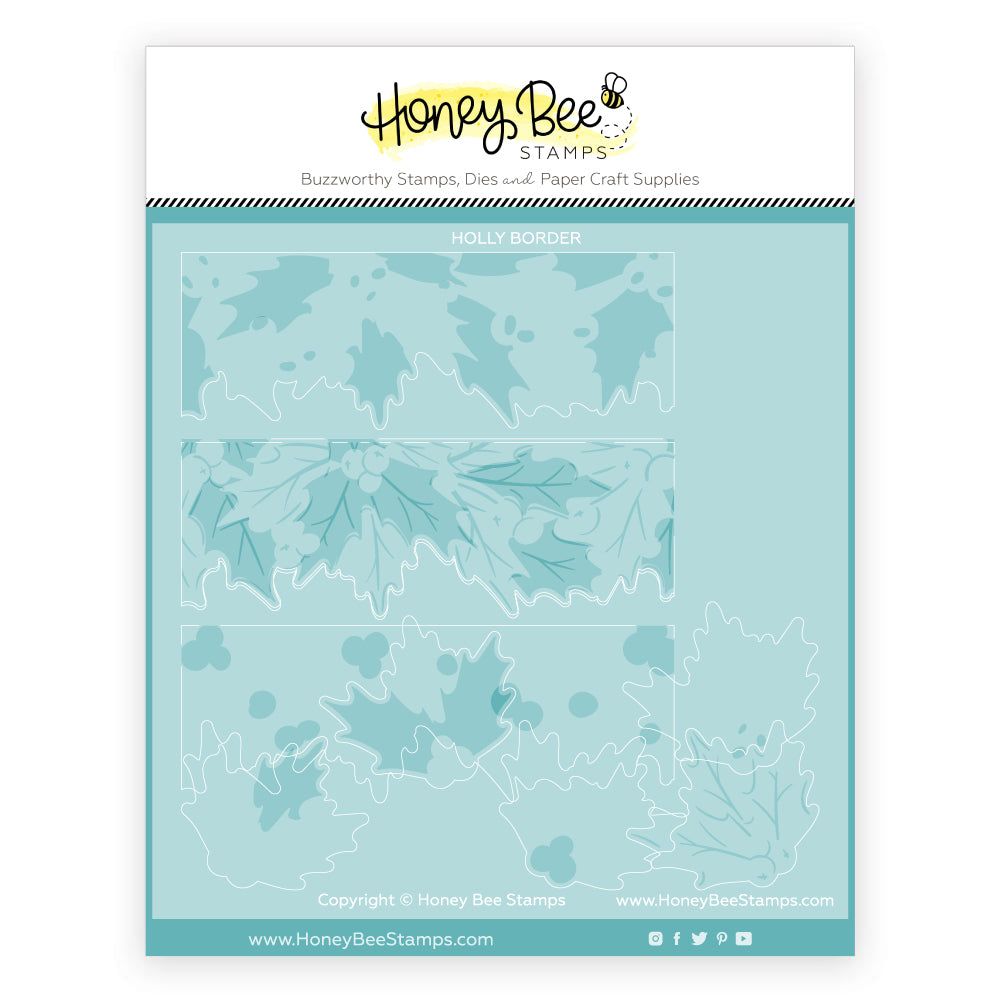 Holly Border - Set of 2 - Coordinating 6x6" Stencils - Retiring - Honey Bee Stamps
