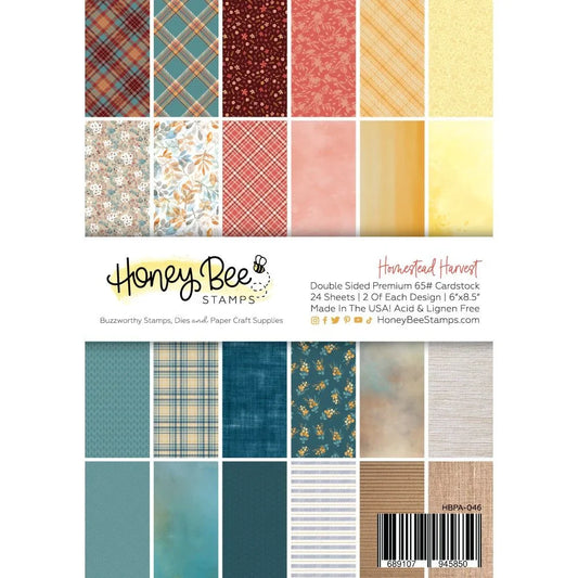 Homestead Harvest Paper Pad 6x8.5 - 24 Double - Sided Sheets - Honey Bee Stamps