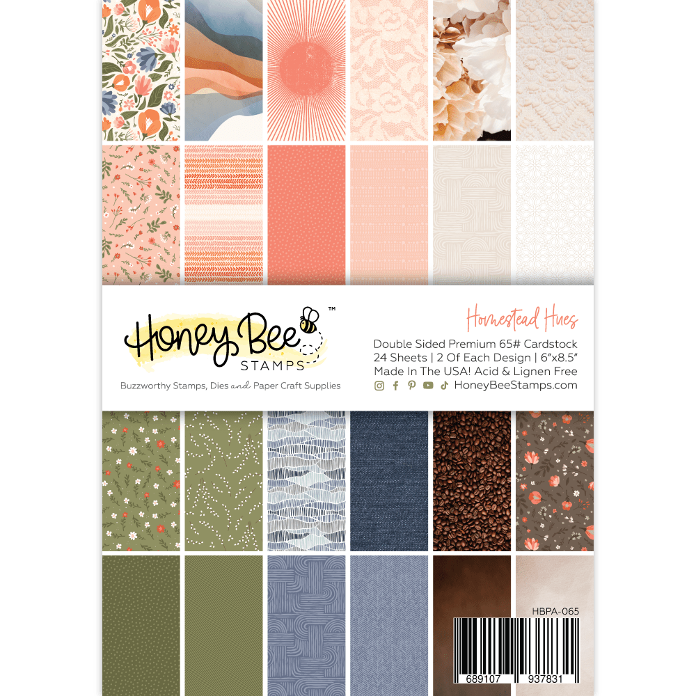 Homestead Hues Paper Pad 6x8.5 - 24 Double - Sided Sheets - Honey Bee Stamps