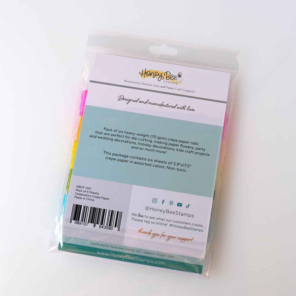 Honey Bee Heavy Crepe Paper 6 Roll pk - Celebration - Retiring - Honey Bee Stamps