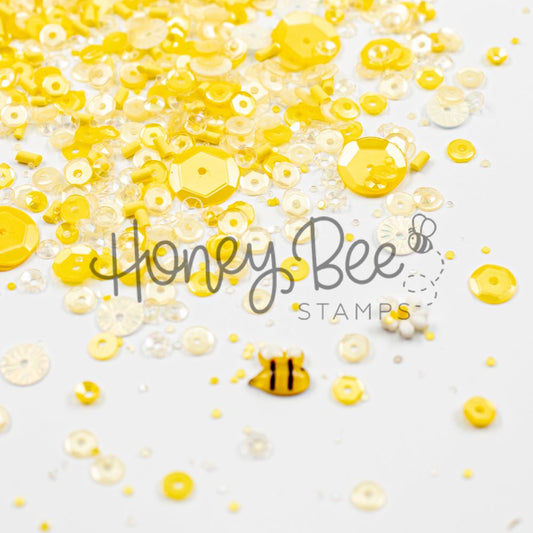 Honeycomb Glow - Sequin Mix with Special Daisy Charm and Bee Charm - Honey Bee Stamps