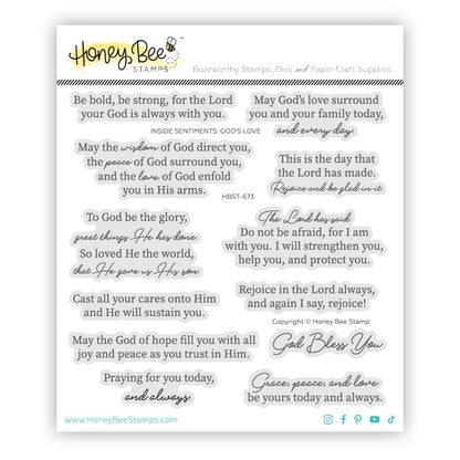 Inside Sentiments: God's Love - 6"x 6" Stamp Set - Honey Bee Stamps
