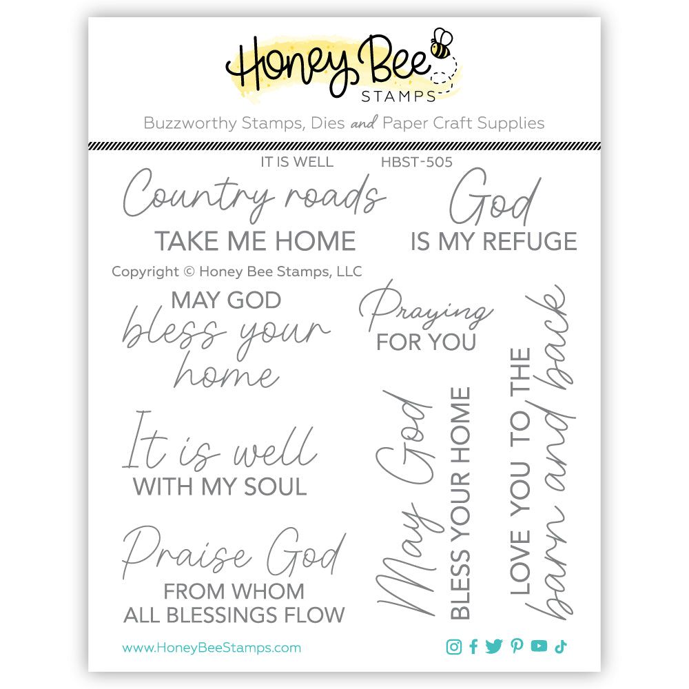 It Is Well - 4x4 Photopolymer Stamp Set - Honey Bee Stamps