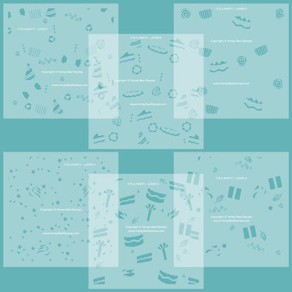 It's A Party - Set of 6 - 6"x6" Coordinating Stencils - Honey Bee Stamps