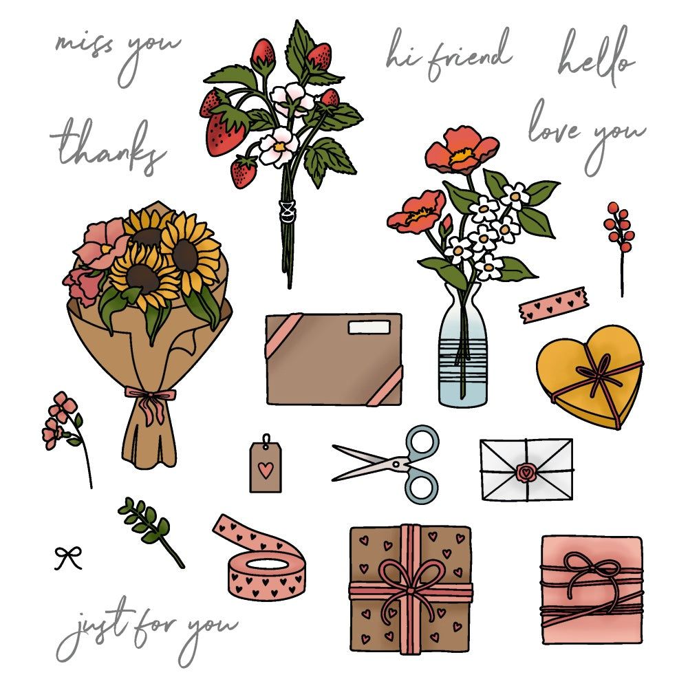 Just For You - 6x8 Photopolymer Stamp Set - Retiring - Honey Bee Stamps