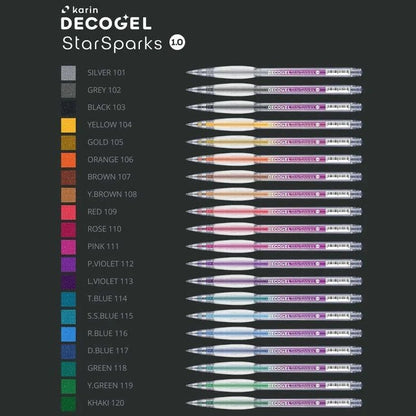 Karin Deco Gel 1.0 Star Sparks 20 Color Set Sparkle Gel Pens - Honey Bee Stamps