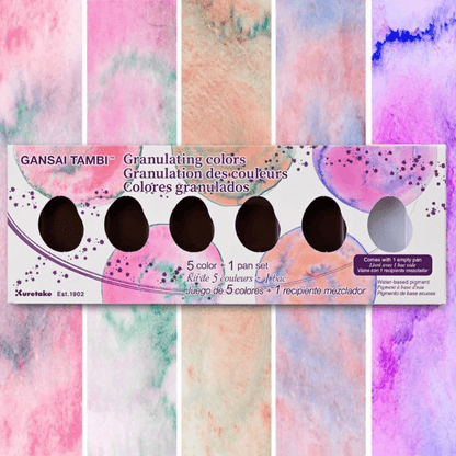 Kuretake Gansai Tambi Watercolor 5 pc Paint Pan Set - Granulating Colors - Honey Bee Stamps