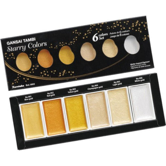 Kuretake Gansai Tambi Watercolor 6 pc Set Starry Colors - Honey Bee Stamps