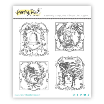 Let Freedom Ring - 5x6 Rubber Cling Stamp Set - Honey Bee Stamps