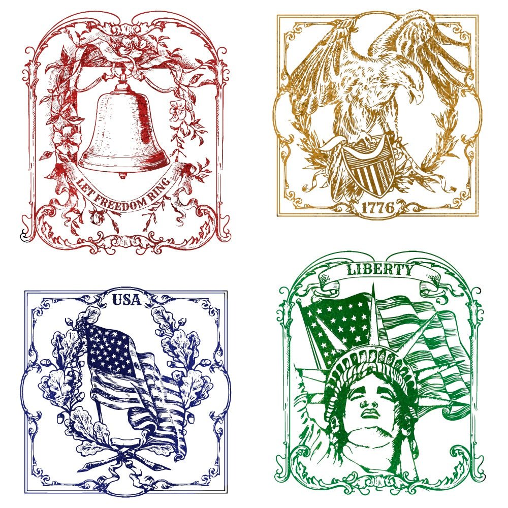 Let Freedom Ring - 5x6 Rubber Cling Stamp Set - Honey Bee Stamps