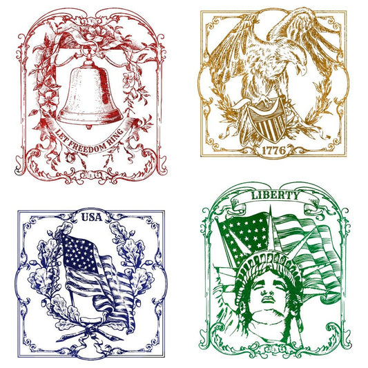 Let Freedom Ring - 5x6 Rubber Cling Stamp Set - Honey Bee Stamps