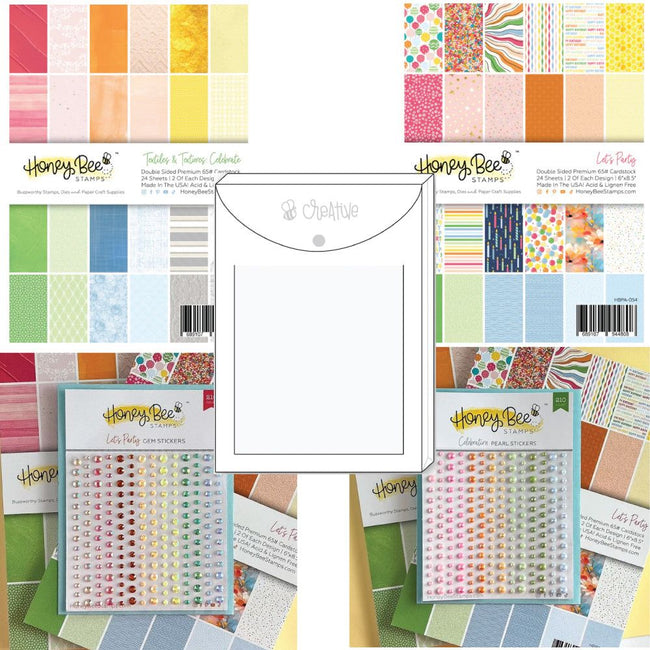Let's Party Paper Pads, Gem and Pearl Stickers Bundle - Honey Bee Stamps