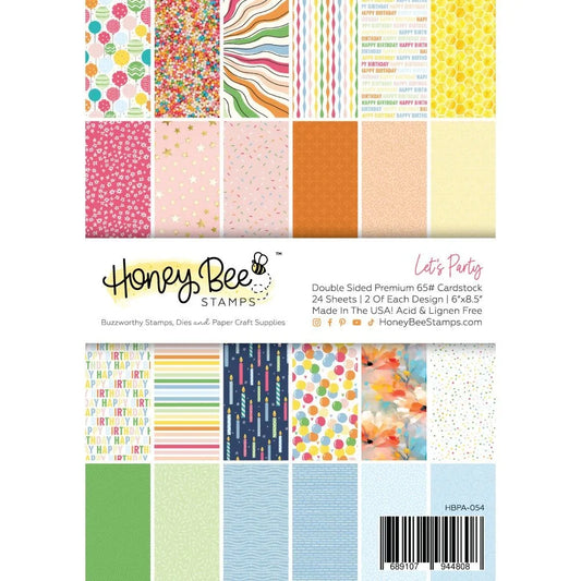 Let's Party Paper Pad 6x8.5 - 24 Double - Sided Sheets - Honey Bee Stamps