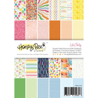 Let's Party Paper Pad 6x8.5 - 24 Double - Sided Sheets - Honey Bee Stamps