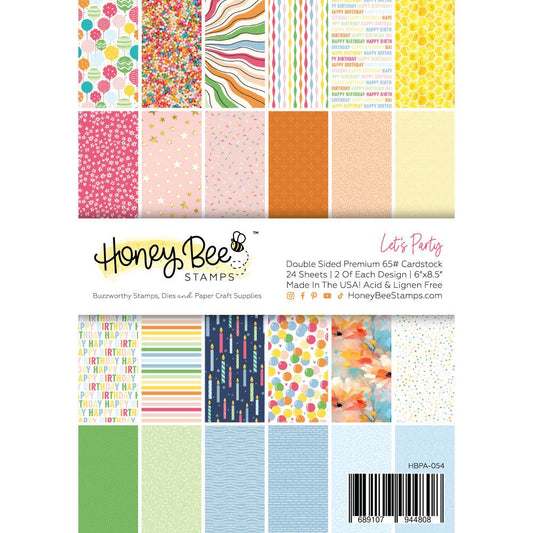 Let's Party Paper Pad 6x8.5 - 24 Double - Sided Sheets - Honey Bee Stamps