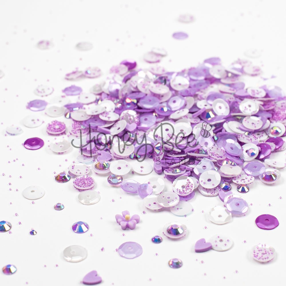 Lilac Garden - Sequin Mix with Special 3D Flower Charm - Honey Bee Stamps