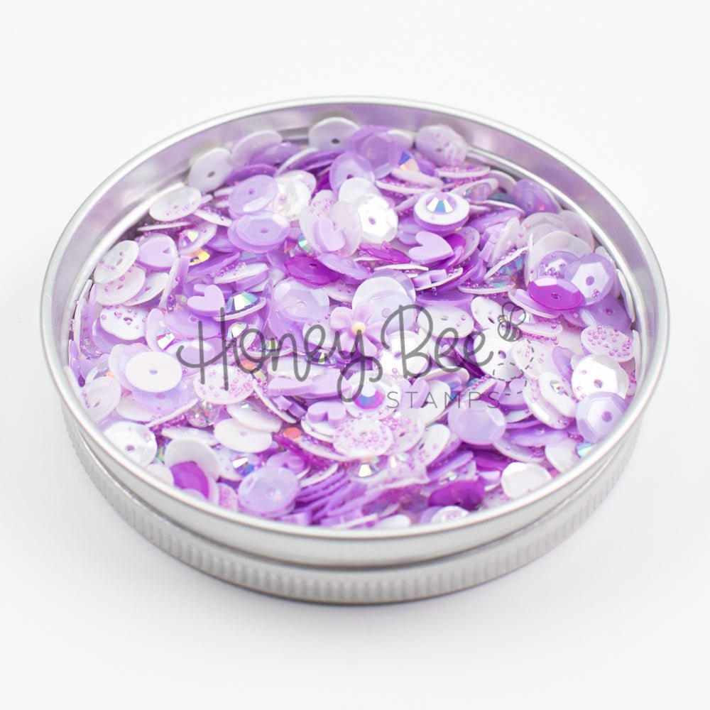 Lilac Garden - Sequin Mix with Special 3D Flower Charm - Honey Bee Stamps