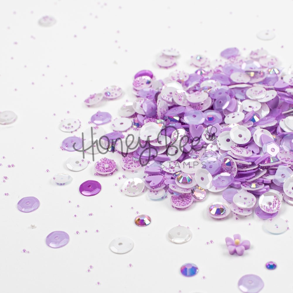 Lilac Garden - Sequin Mix with Special 3D Flower Charm - Honey Bee Stamps