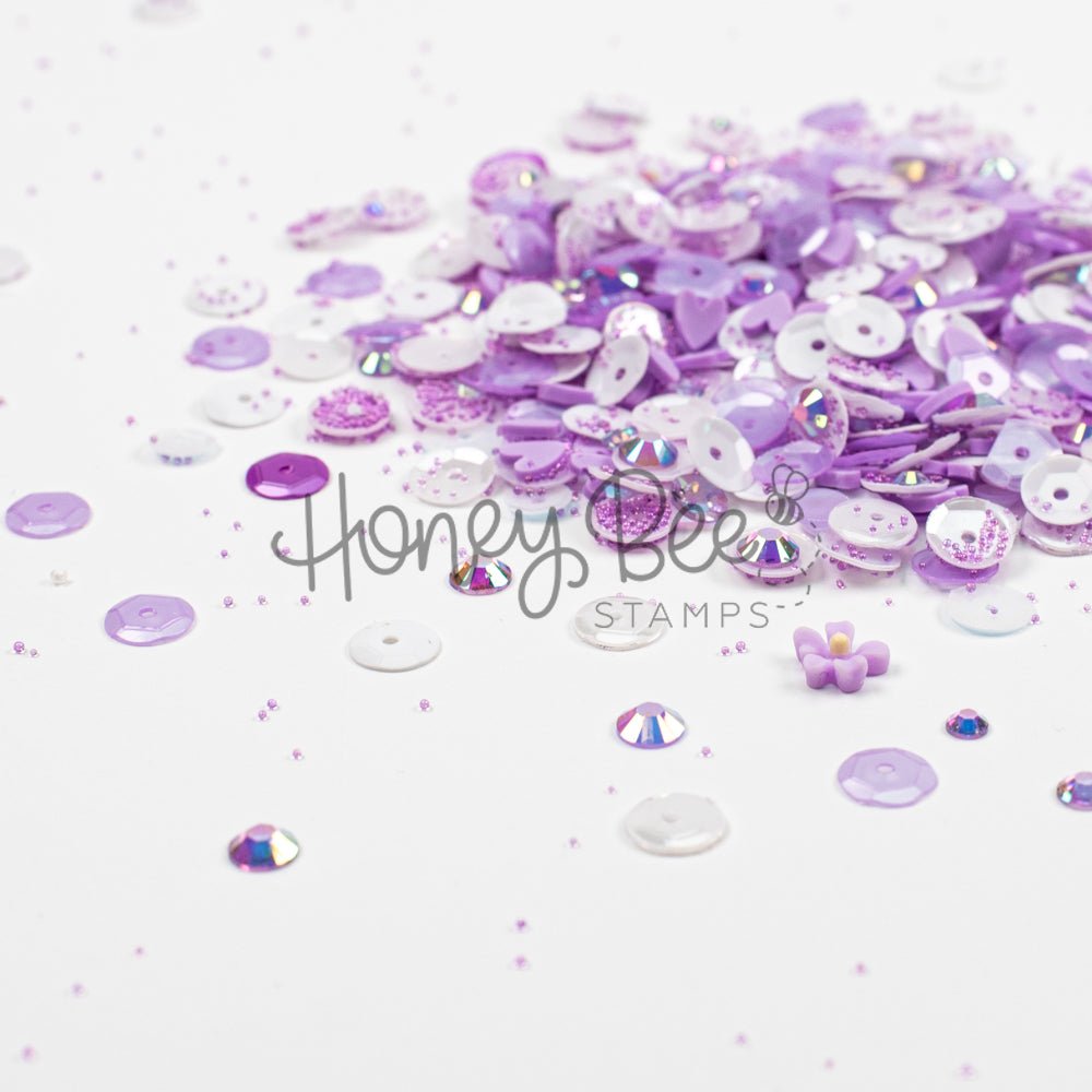 Lilac Garden - Sequin Mix with Special 3D Flower Charm - Honey Bee Stamps