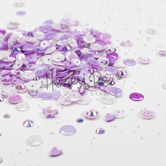 Lilac Garden - Sequin Mix with Special 3D Flower Charm - Honey Bee Stamps