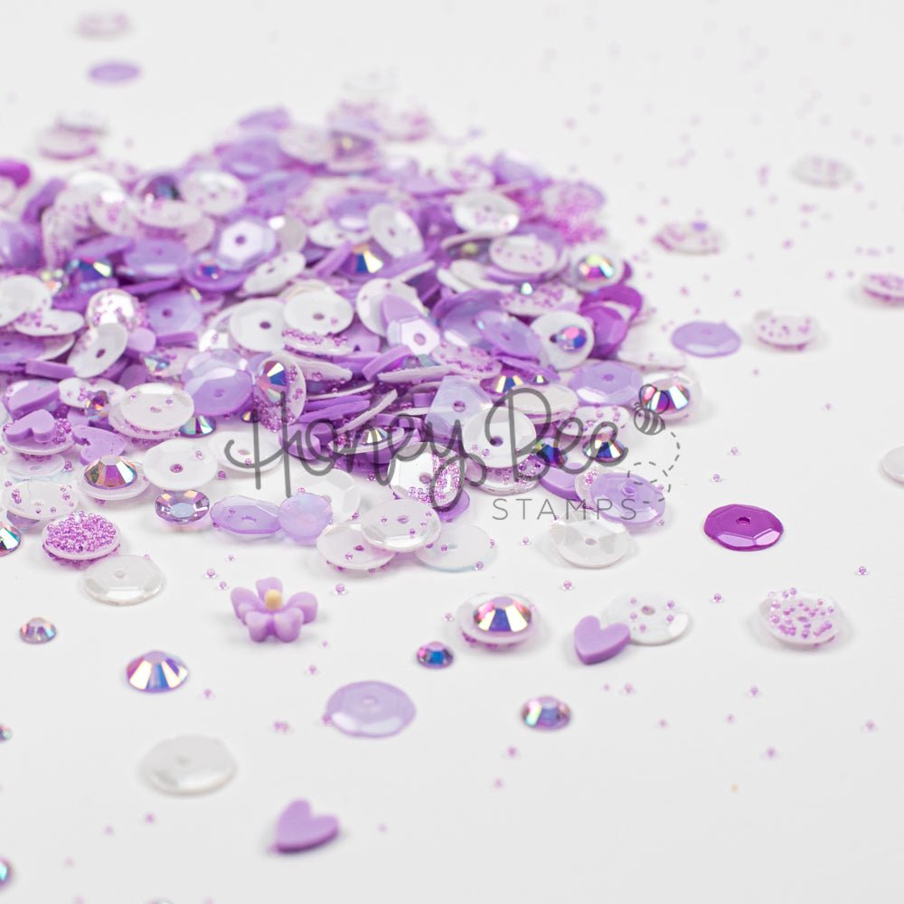Lilac Garden - Sequin Mix with Special 3D Flower Charm - Honey Bee Stamps