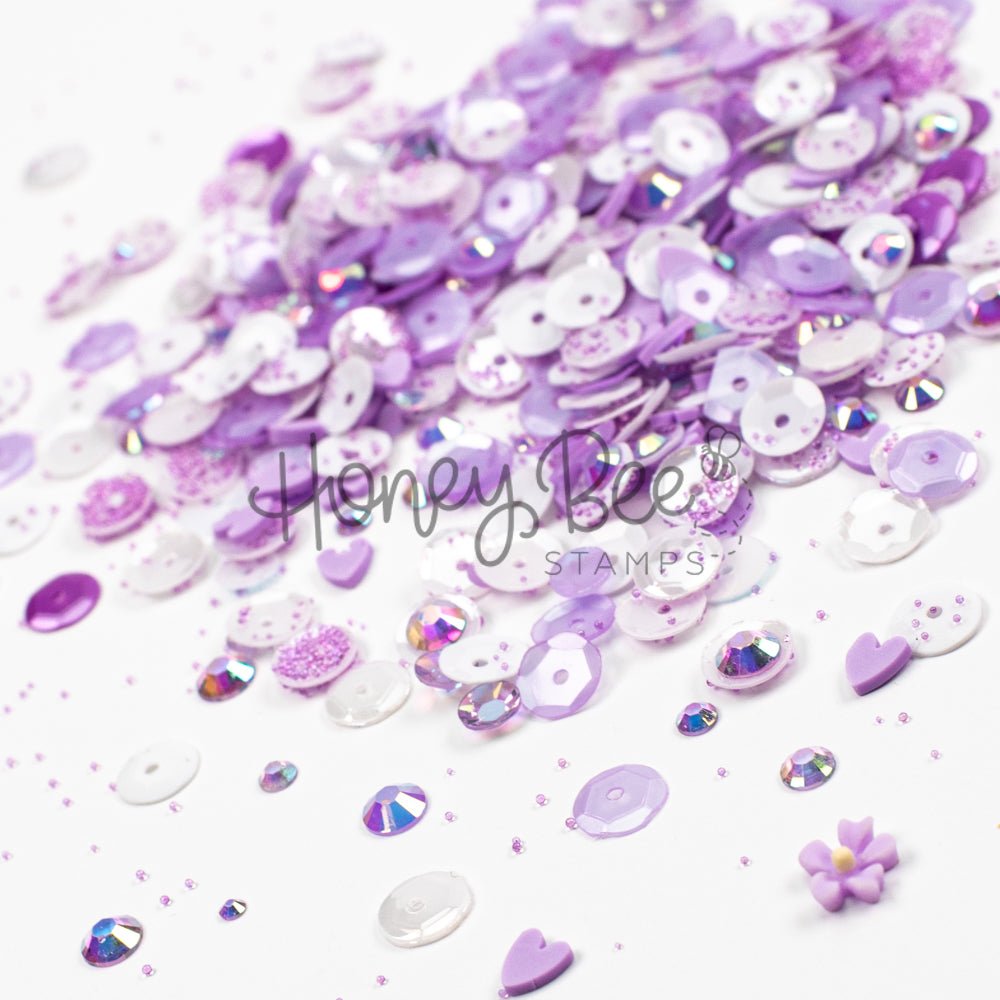 Lilac Garden - Sequin Mix with Special 3D Flower Charm - Honey Bee Stamps
