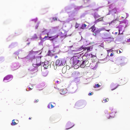 Lilac Garden - Sequin Mix with Special 3D Flower Charm - Honey Bee Stamps