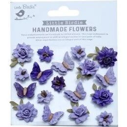 Little Birdie Cloria Paper Flowers and Butterflies - Lavender Whisper 18/Pkg - Honey Bee Stamps