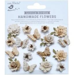 Little Birdie Cloria Paper Flowers - Ivory Pearl 18/Pkg - Honey Bee Stamps