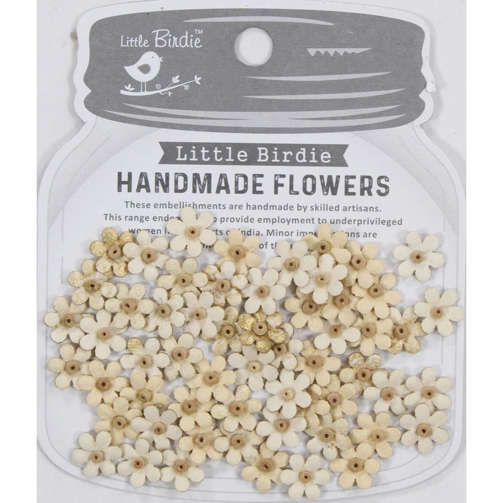 Little Birdie Natalia Paper Flowers - Ivory Pearl 60/Pkg - Honey Bee Stamps