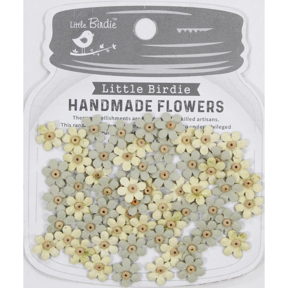 Little Birdie Natalia Paper Flowers - Sage Cream 60/Pkg - Honey Bee Stamps